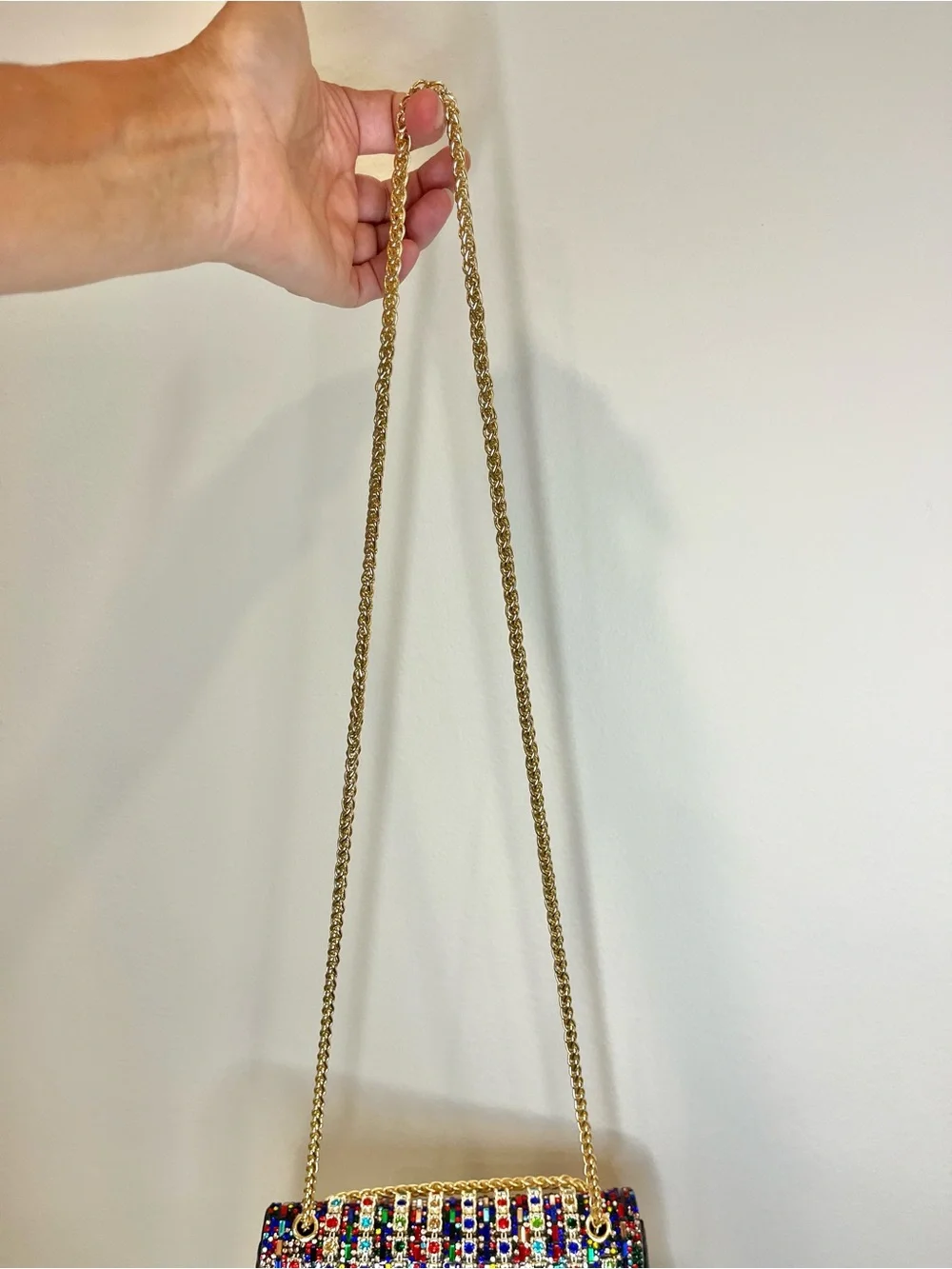 LaurenLorraine Celine Jeweled Shoulder Crossbody Bag Multicolor Chain Strap